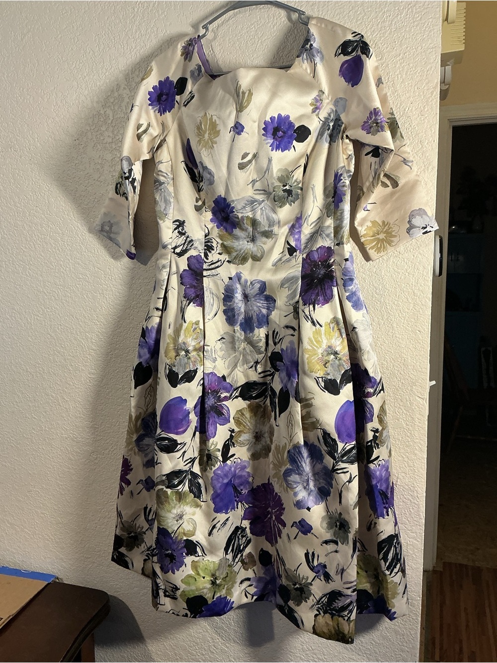 Alex Marie Cream & Purple Floral Dress